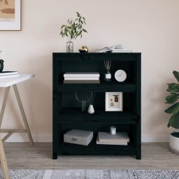 Biblioteca, negru, 80x35x97 cm, lemn masiv de pin GartenMobel Dekor