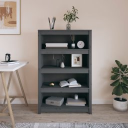 Biblioteca, gri, 80x35x126 cm, lemn masiv de pin GartenMobel Dekor