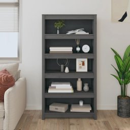 Biblioteca, gri, 80x35x154 cm, lemn masiv de pin GartenMobel Dekor