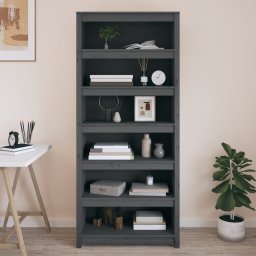 Biblioteca, gri, 80x35x183 cm, lemn masiv de pin GartenMobel Dekor