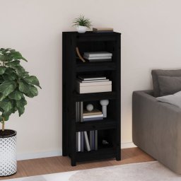 Biblioteca, negru, 50x35x125,5 cm, lemn masiv de pin GartenMobel Dekor