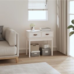 Masa consola, alb, 76,5x40x75 cm, lemn masiv de pin GartenMobel Dekor