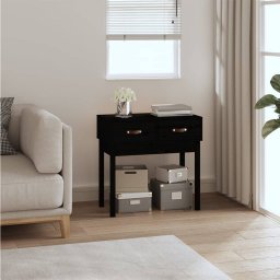 Masa consola, negru, 76,5x40x75 cm, lemn masiv de pin GartenMobel Dekor