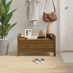 Banca de hol, maro miere, 80x40x43 cm, lemn masiv pin GartenMobel Dekor