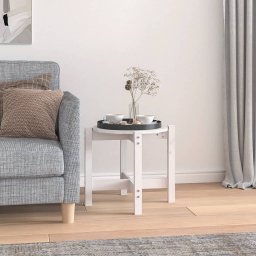 Masuta de cafea, alb, Ø 52,5x45 cm, lemn masiv de pin GartenMobel Dekor