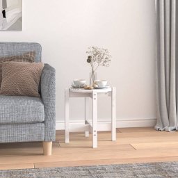 Masuta de cafea, alb, Ø 42,5x45 cm, lemn masiv de pin GartenMobel Dekor