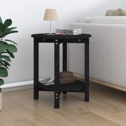 Masuta de cafea, negru, Ø 55x60 cm, lemn masiv de pin GartenMobel Dekor