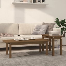 Set masute de cafea, 2 piese, maro miere, lemn masiv de pin GartenMobel Dekor