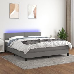 Pat cu arcuri, saltea si LED, gri închis, 180x200 cm, textil GartenMobel Dekor