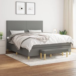 Pat box spring cu saltea, gri închis, 180x200 cm, textil GartenMobel Dekor