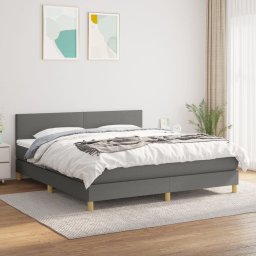 Pat box spring cu saltea, gri închis, 180x200 cm, textil GartenMobel Dekor
