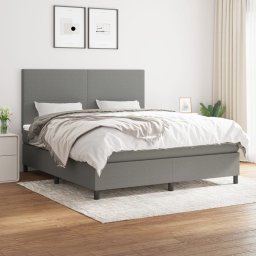 Pat box spring cu saltea, gri închis, 180x200 cm, textil GartenMobel Dekor