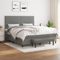 Pat box spring cu saltea, gri închis, 180x200 cm, textil GartenMobel Dekor