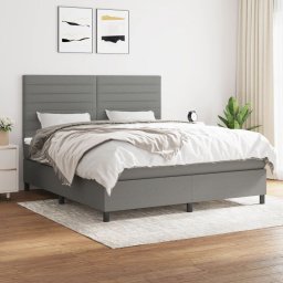 Pat box spring cu saltea, gri închis, 180x200 cm, textil GartenMobel Dekor