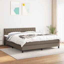 Pat continental cu saltea, gri taupe, 180x200 cm, textil GartenMobel Dekor