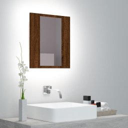 Dulap cu oglinda de baie LED, stejar maro, 40x12x45 cm, lemn GartenMobel Dekor