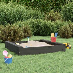 Cutie de nisip patrata cu scaune, gri, lemn masiv de pin GartenMobel Dekor
