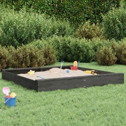 Cutie de nisip patrata cu scaune, gri, lemn masiv de pin GartenMobel Dekor