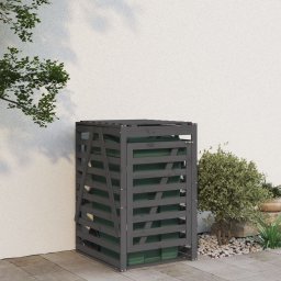 Depozitare cos de gunoi, gri, 84x90x128,5 cm, lemn masiv de pin GartenMobel Dekor