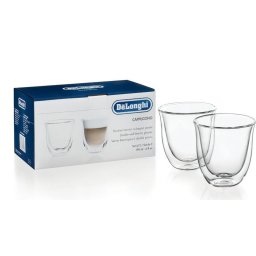 Set 2 pahare cappuccino 2x270 ml, Sticla termorezistenta, Transparente, Perete dublu