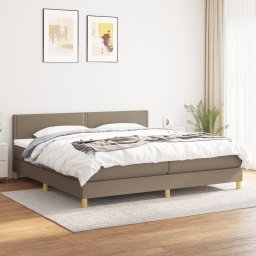 Pat box spring cu saltea, gri taupe, 200x200 cm, textil GartenMobel Dekor