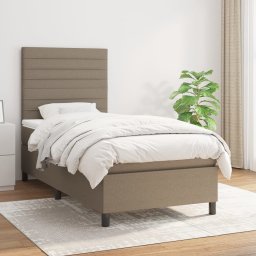 Pat box spring cu saltea, gri taupe, 100x200 cm, textil GartenMobel Dekor