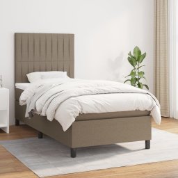 Pat box spring cu saltea, gri taupe, 100x200 cm, textil GartenMobel Dekor