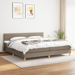 Pat box spring cu saltea, gri taupe, 200x200 cm, textil GartenMobel Dekor