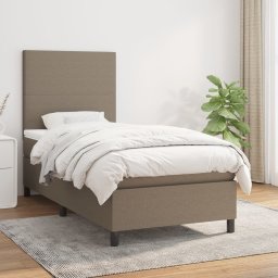 Pat box spring cu saltea, gri taupe, 100x200 cm, textil GartenMobel Dekor