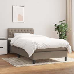 Pat box spring cu saltea, gri taupe, 100x200 cm, textil GartenMobel Dekor