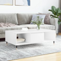 Masa de cafea, alb, 104x60x35 cm, lemn compozit GartenMobel Dekor