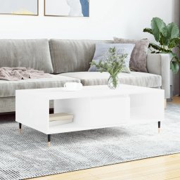 Masa de cafea, alb extralucios, 104x60x35 cm, lemn compozit GartenMobel Dekor