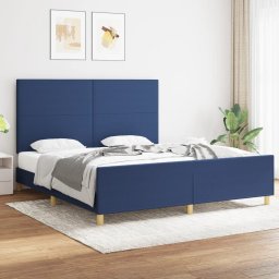 Cadru de pat cu tablie, albastru, 180x200 cm, textil GartenMobel Dekor