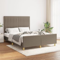 Cadru de pat cu tablie, gri taupe, 140x200 cm, textil GartenMobel Dekor