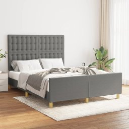 Cadru de pat cu tablie, gri închis, 140x200 cm, textil GartenMobel Dekor