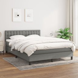 Pat box spring cu saltea, gri închis, 140x200 cm, textil GartenMobel Dekor