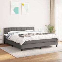 Pat box spring cu saltea, gri închis, 180x200 cm, textil GartenMobel Dekor
