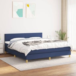Pat continental cu saltea, albastru, 160x200cm, material textil GartenMobel Dekor