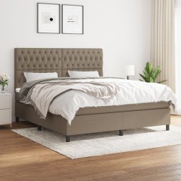 Pat continental cu saltea, gri taupe, 180x200 cm, textil GartenMobel Dekor