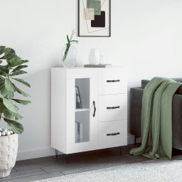 Servanta, alb extralucios, 69,5x34x90 cm, lemn compozit GartenMobel Dekor