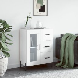Servanta, alb extralucios, 69,5x34x90 cm, lemn compozit GartenMobel Dekor