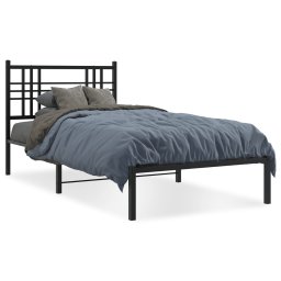 Cadru pat metalic cu tablie, negru, 90x200 cm GartenMobel Dekor