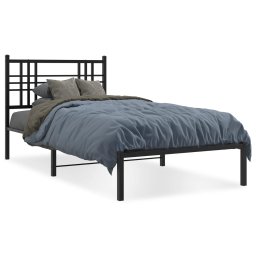 Cadru de pat metalic cu tablie, negru, 100x190 cm GartenMobel Dekor