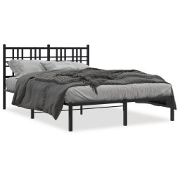 Cadru de pat metalic cu tablie, negru, 120x190 cm GartenMobel Dekor