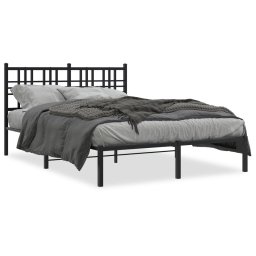 Cadru de pat metalic cu tablie, negru, 140x190 cm GartenMobel Dekor