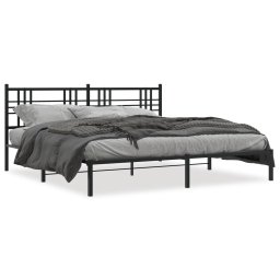 Cadru de pat metalic cu tablie, negru, 183x213 cm GartenMobel Dekor