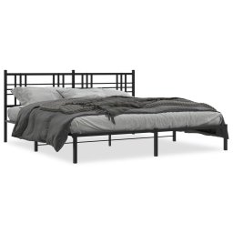 Cadru de pat metalic cu tablie, negru, 193x203 cm GartenMobel Dekor