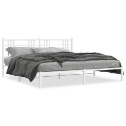 Cadru de pat metalic cu tablie, alb, 183x213 cm GartenMobel Dekor