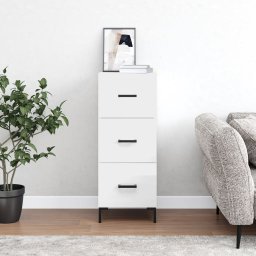 Servanta, alb extralucios, 34,5x34x90 cm, lemn compozit GartenMobel Dekor