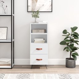 Servanta, alb extralucios, 34,5x34x90 cm, lemn compozit GartenMobel Dekor